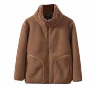 Abrigo de Forro Polar Grueso para Niños con Estilo Padre-Hijo Cálido y Resistente al con Cuello Chaqueta Acolchada Pequeña (Brown, 7-8 Years)