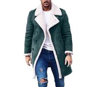 Abrigo De Gamuza Sintética para Hombre Gabardina De Invierno con Forro De Sherpa Abrigo De Cuello De Solapa De Felpa Chaqueta De Camionero Cruzada para Hombre Abrigos Gruesos De Longitud Media Pren