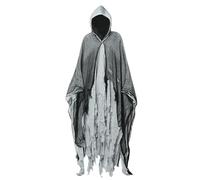 Abrigo de Halloween para hombre, unisex con capucha de miedo, disfraz de cosplay para fiesta de Halloween, actuación teatral, casa encantada, juego de rol
