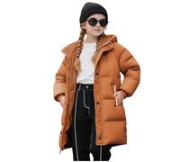 Abrigo de Invierno Acolchado para Niñas y Niños con Capucha Grueso Cálido Chaquetas Largo de Plumas Color Sólido Cortavientos Manga Larga Parka Resistente Al Viento Caliente Plumifero 2-11 Años