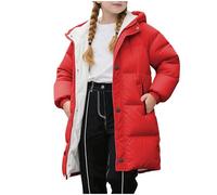 Abrigo de Invierno Acolchado para Niñas y Niños con Capucha Grueso Cálido Chaquetas Largo de Plumas Color Sólido Cortavientos Manga Larga Parka Resistente Al Viento Caliente Plumifero 2-11 Años