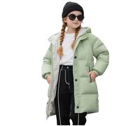 Abrigo de Invierno Acolchado para Niñas y Niños con Capucha Grueso Cálido Chaquetas Largo de Plumas Color Sólido Cortavientos Manga Larga Parka Resistente Al Viento Caliente Plumifero 2-11 Años