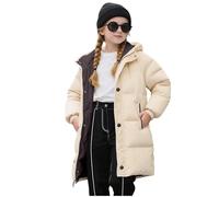 Abrigo de Invierno Acolchado para Niñas y Niños con Capucha Grueso Cálido Chaquetas Largo de Plumas Color Sólido Cortavientos Manga Larga Parka Resistente Al Viento Caliente Plumifero 2-11 Años