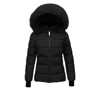 Abrigo de invierno cálido con capucha para mujer, chaqueta acolchada gruesa, chaqueta de algodón de invierno con capucha, abrigo exterior de felpa con chaqueta mujer plumon chaqueta mujer (Black, M)