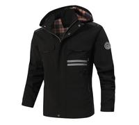 Abrigo de invierno e invierno con forro interior y exterior engrosado para llevar un abrigo blanco frío cárdigan rojo, A-Negro, XL