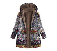 Abrigo De Invierno Mujer Abrigos para Mujer Rebajas Talla Grande Abrigo con Capucha De Manga Larga Vintage Cremallera Señoras Abrigos con Bolsillos Gruesos De Lana (1-Blue,XL)