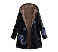 Abrigo De Invierno Mujer Libre Abrigos para Mujer Rebajas Talla Grande Abrigo con Capucha De Manga Larga Vintage Cremallera Señoras Abrigos con Bolsillos Gruesos De Lana riou (1-Black, XXXL)