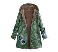 Abrigo De Invierno Mujer Libre Abrigos para Mujer Rebajas Talla Grande Abrigo con Capucha De Manga Larga Vintage Cremallera Señoras Abrigos con Bolsillos Gruesos De Lana riou (2-Green, XXL)