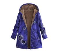 Abrigo De Invierno Mujer Libre Abrigos para Mujer Rebajas Talla Grande Abrigo con Capucha De Manga Larga Vintage Cremallera Señoras Abrigos con Bolsillos Gruesos De Lana riou (2-Blue, XXXXXL)