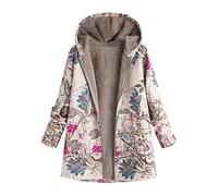 Abrigo De Invierno Mujer Libre Abrigos para Mujer Rebajas Talla Grande Abrigo con Capucha De Manga Larga Vintage Cremallera Señoras Abrigos con Bolsillos Gruesos De Lana riou (Hot Pink 1, XXXXXL)