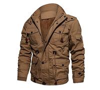 Abrigo de invierno para hombre, abrigo suave y cálido, chaqueta con capucha, talla grande, ropa exterior, multibolsillos, ajuste a presión, conjunto de hombres, caqui, 3XL