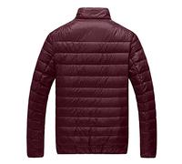 Abrigo de invierno para hombre con cremallera clásica de pan de Ovidio de cuello medio chalecos de plumón ligero calor corto abrigo para hombre, Vino, 3XL