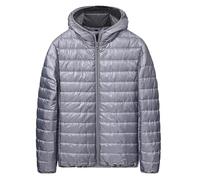 Abrigo de invierno para hombre, parka de invierno ligero con cremallera, bolsillo de algodón, acolchado, camiseta superior, chaleco de piel sintética, gris, L