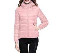 Abrigo de invierno para mujer, 100 g, plegable, cortavientos, con capucha, acolchado, elegante, entretiempo, manga larga, informal, tallas grandes, chaqueta con cremallera, Pk2, L