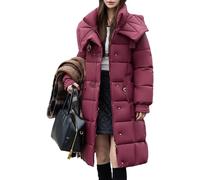 Abrigo de invierno para mujer, abrigo con capucha a la moda para mujer, chaquetas acolchadas largas, abrigos tipo parka cálidos de longitud máxima, color rojo, talla grande