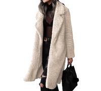 Abrigo de invierno para mujer, con solapa afelpada, abierto al frente, largo tipo cárdigan, abrigo de piel sintética, chaquetas cálidas invierno.