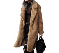 Abrigo de invierno para mujer, con solapa afelpada, abierto al frente, largo tipo cárdigan, abrigo de piel sintética, chaquetas cálidas invierno.