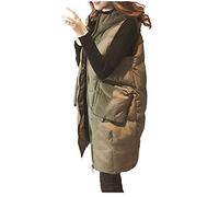 Abrigo de invierno para mujer, largo cálido, chaleco largo sin mangas, chaqueta acolchada ligera para mujer, chaleco largo con capucha, chaleco deportivo acolchado, chaleco cálido, chaleco de
