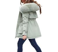 Abrigo de Invierno para Mujeres Abrigo Forrado de Sherpa Abrigo con Capucha Abrigo Espeso Abrigo cálido Abrigo Largo de Invierno Abrigo con Capucha Abrigo Largo de vellón (Verde,L)