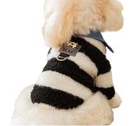 Abrigo de invierno para perros, chaqueta de nieve para perros | Cuello de camisa a rayas con oso de invierno para mascotas | Ropa de invierno cómoda para perros, para perros medianos y pequeños