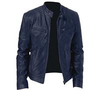 Abrigo de invierno sólido casual para hombre, con cremallera para deporte, con bolsillos, ropa de béisbol, chaqueta voladora, azul, XL