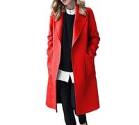 Abrigo De Lana De Invierno Para Mujer Cortavientos Con Botón Elegante Gabardina Larga Parka Clásica Chaqueta Cálida De Primavera Para Mujer Cárdigan De Manga Larga Abrigo (Color : Red, Size : M)