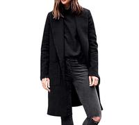 Abrigo De Lana De Invierno Para Mujer Cortavientos Con Botón Elegante Gabardina Larga Parka Clásica Chaqueta Cálida De Primavera Para Mujer Cárdigan De Manga Larga Abrigo (Color : Black, Size : L)