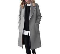 Abrigo De Lana De Invierno Para Mujer Cortavientos Con Botón Elegante Gabardina Larga Parka Clásica Chaqueta Cálida De Primavera Para Mujer Cárdigan De Manga Larga Abrigo (Color : Gray, Size : M)