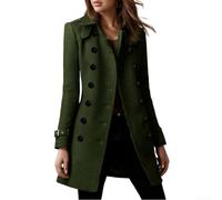Abrigo de lana elegante para mujer con doble botonadura frontal, capas perfectas para invierno (M verde militar)