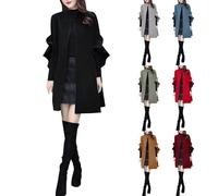 Abrigo de lana largo y elegante, chaleco sin mangas para mujer, cárdigan suelto, abrigo de invierno, monocolor, chaqueta de entretiempo, abrigo cómodo, largo medio, informal, chaqueta de punto de gran