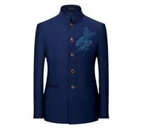 Abrigo de manga larga para hombre con cuello alto y botonadura simple, 203 azul marino, XXL
