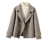 Abrigo De Mujer 100% Lana Pura - Chaqueta Corta De Tweed con Espiga Abrigo Tipo Chaquetón Gabardina con Solapa De Muesca Lana De Doble Cara Gruesa Cálida Prenda De Abrigo para Invierno Otoño y Pr