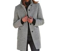 Abrigo de mujer Color sólido Botón Cuello alto Abrigo de lana Moda Mujer Cortavientos Casual Abrigo grueso, Gris claro9, XXL