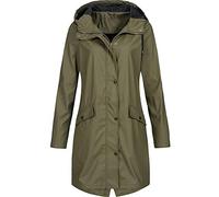 Abrigo de mujer con capucha para mujer, resistente al viento, para exteriores, largo, para mujer, Ejercito Verde, 3XL