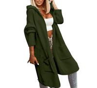 Abrigo de mujer de invierno chic de media largo, cárdigan para mujer, elegante y elegante, de gran tamaño, chaleco de manga larga abierta, frontal Loungewear Outerwear Casual Abrigo Color sólido