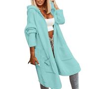 Abrigo de mujer de invierno chic de media largo, cárdigan para mujer, elegante y elegante, de gran tamaño, chaleco de manga larga abierta, frontal Loungewear Outerwear Casual Abrigo Color sólido
