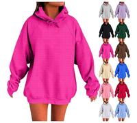 Abrigo de mujer de talla grande a media temporada chaqueta sudadera con capucha deportiva sudaderas a cuadros en relieve sudadera con cordón de ajuste holgado, abrigo casual abrigos color sólido