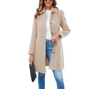 Abrigo de Mujer Elegante de un Solo Pecho Abrigo de Manga Larga para Mediados de Invierno Abrigo de Oficina (Beige,M)