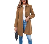 Abrigo de Mujer Elegante de un Solo Pecho Abrigo de Manga Larga para Mediados de Invierno Abrigo de Oficina (Marrón,XXL)