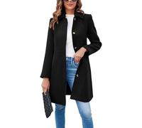 Abrigo de Mujer Elegante de un Solo Pecho Abrigo de Manga Larga para Mediados de Invierno Abrigo de Oficina (Negro,XL)