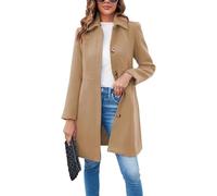 Abrigo de Mujer Elegante de un Solo Pecho Abrigo de Manga Larga para Mediados de Invierno Abrigo de Oficina (Caqui,L)
