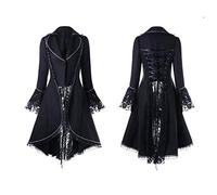 Abrigo de Mujer Gótico Manga Evasada Superior de Encaje,Túnica de Smoking Colores Puros Gran Tamaño Manga Larga Victoriana Corte Medieval Top para Halloween Renacimiento