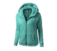 Abrigo de mujer invierno cálido - Abrigo para mujer invierno de gran tamaño Outwear Color puro Abrigo de manga larga Tops con cremallera para exteriores con dos bolsillos Outwear, Mint Green, XXL
