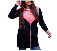 Abrigo de mujer largo chic,Sudadera con capucha para mujer con cremallera Oversize, sudadera de nuevo color Montar con capucha Casual Chic Abrigo de gran tamaño con capucha Abrigos de invierno