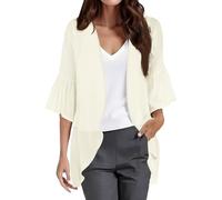Abrigo de mujer Primavera Mi Long Cardigan Mujer Chic Y Elegant Gasa Chaleco Chaleco Abrigo Protección Solar Abrigos al aire libre Ropa Diaria Ligero Loungewear Abrir Frente Cardigan, beige, M