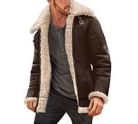 Abrigo de otoño e invierno para hombre, talla grande, cuello de solapa, chaqueta de piel acolchada de manga larga, abrigo grueso, chaqueta de piel de oveja para hombre, abrigos de invierno elegantes