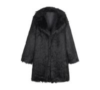 Abrigo de pelo sintético para mujer largo - Chaqueta de felpa para mujer invierno abierta por delante abrigo de transición con cuello de solapa chaqueta esponjosa abrigo de pelo sintético tallas