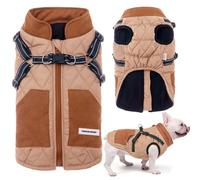 Abrigo de Perros Pequeños Medianos, Invierno Cálido Abrigo del Perro Chaqueta Chaleco, a Prueba de Viento Ropa para Mascotas con Diseño de Bolsillo Snowsuit Chaquetas para Perros (Caqui, L)