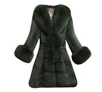 Abrigo de piel largo para mujer, elegante chaqueta de pelo con cuello vuelto, chaqueta larga engrosada, chaqueta de invierno cálida contra el frío, abrigo de invierno, mullido, chaqueta de