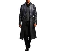 Abrigo de piel para hombre, largo, sólido, gabardina fina, piel sintética, disfraz de cosplay victoriano, abrigo de hombre, chaqueta cortavientos de piel sintética, chaqueta de invierno, gótica